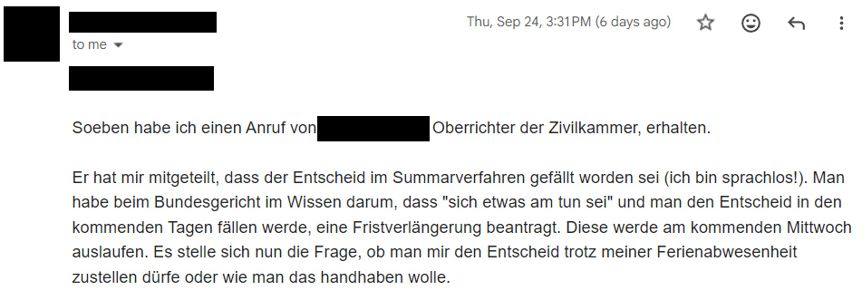 Anruf Summarverfahren
