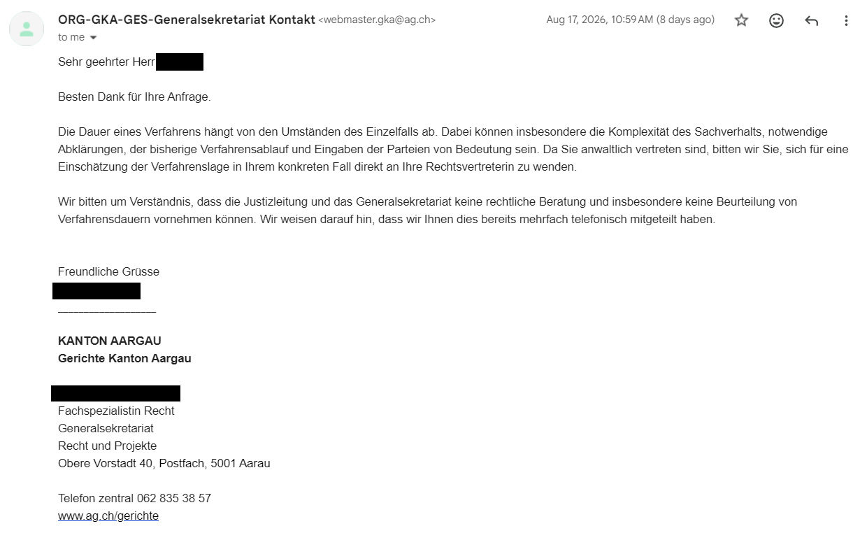 Antwort Justizleitung