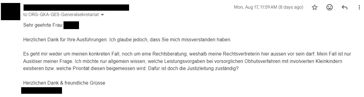 Antwort Justizleitung