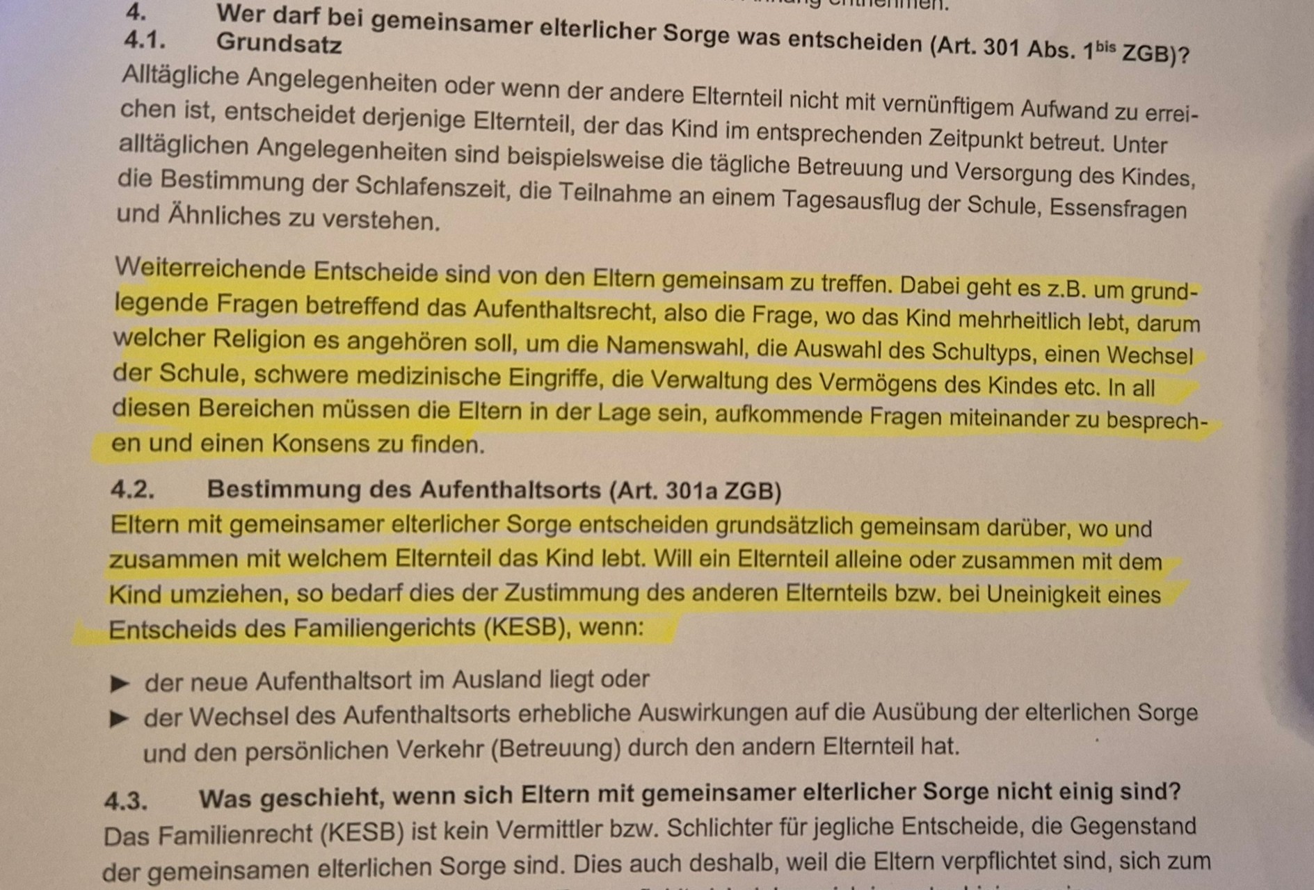 Auszug ZGB