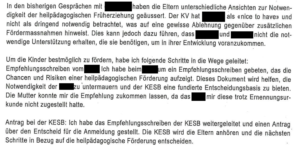 Bericht Beiständin
