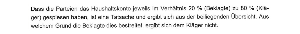 Auszug zur Finanzierung des Haushaltskontos