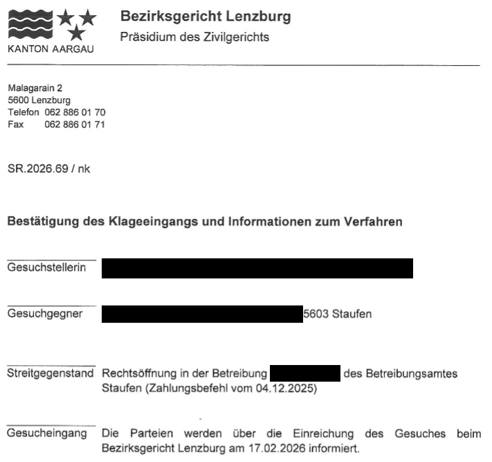 Klageeingang Rechtseröffnung