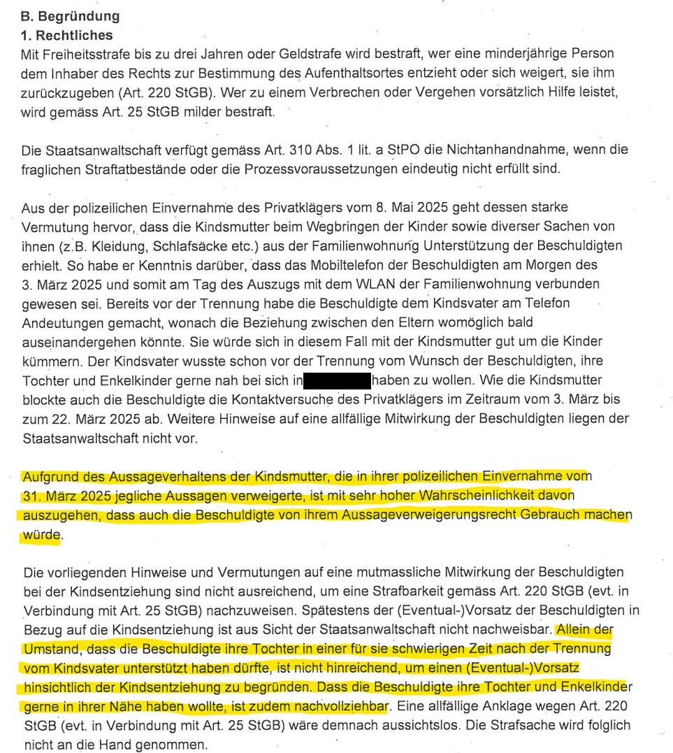 Nichtanhandnahmeverfügung