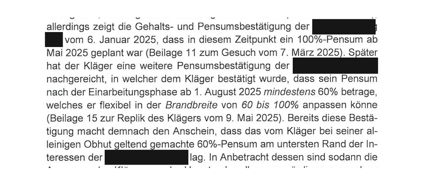 Auszug Obergericht zur Arbeitsorganisation