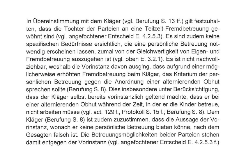 Auszug Obergericht zur persönlichen Betreuung