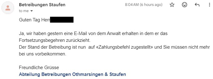 Pfaendung erledigt