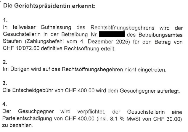 Rechtseröffnung