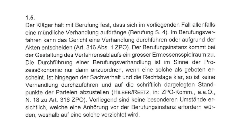 Auszug aus dem Obergerichtsentscheid zur Anhörung